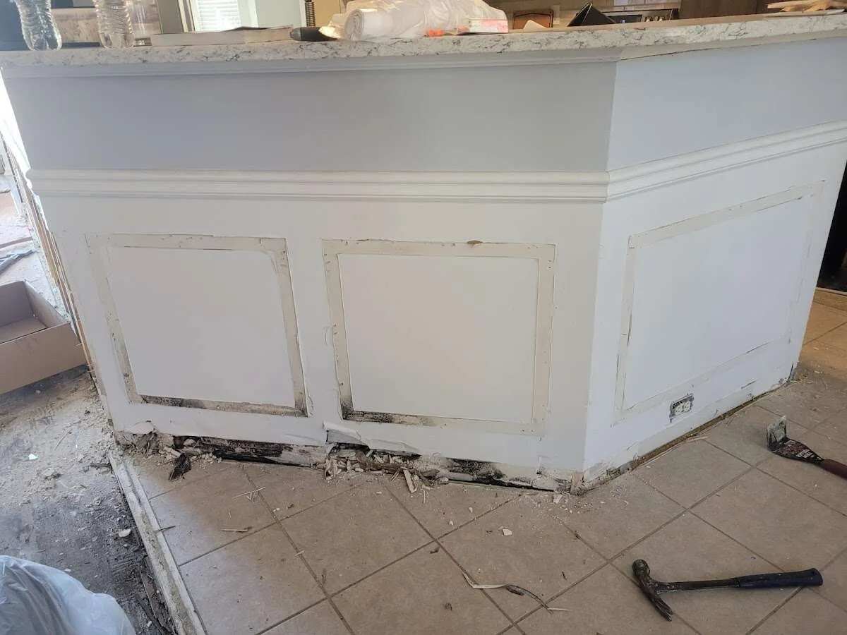 Water damage and mold on kitchen during Sewage Cleanup & Sanitation in Bel Air